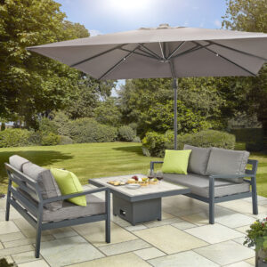 Hex Living Tutbury 4 Seater Aluminium Sofa Dining Set With Adjustable Table - Grey