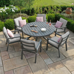 MZ New York 6 Seater Aluminium Round Dining Set