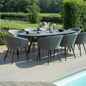 MZ Ambition 8 Seater Outdoor Fabric Oval Dining Set - Grey