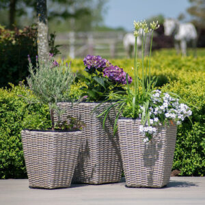 MZ Cotswold Rattan Triple Planter Set