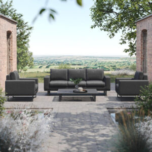 MZ Ethos 5 Seater Outdoor Fabric Sofa Set - Charcoal Black