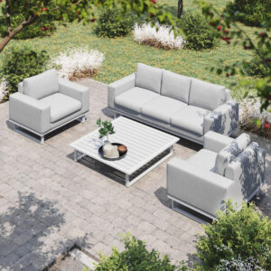 MZ Ethos 5 Seater Outdoor Fabric Sofa Set - Light Grey