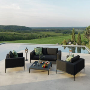 MZ Eve 4 Seater Outdoor Fabric Sofa Set - Charcoal Black