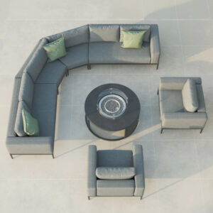 MZ Eve Grande Corner Sofa With Round Fire Pit - Grey