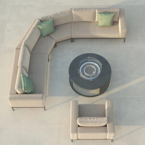 MZ Eve Grande Corner Sofa With Round Fire Pit - Oatmeal