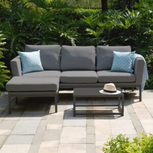 MZ Pulse 3 Seater Outdoor Fabric Chaise Sofa Set - Grey