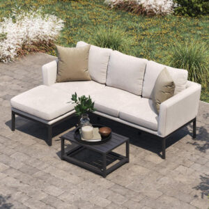 MZ Pulse 3 Seater Outdoor Fabric Chaise Sofa Set - Oatmeal