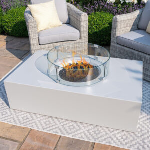 MZ Rectangle Gas Fire Pit Coffee Table - White
