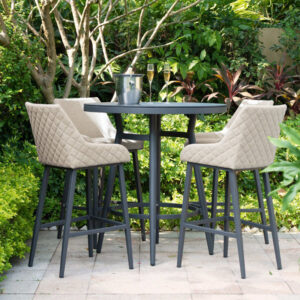 MZ Regal 4 Seater Outdoor Fabric Round Bar Set - Grey