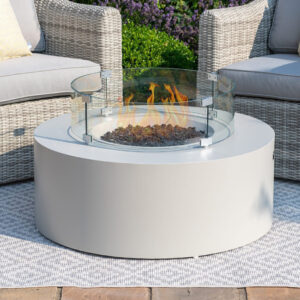 MZ Round Gas Fire Pit Coffee Table - White