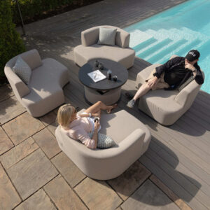 MZ Snug Outdoor Fabric Lifestyle Suite With Rising Table - Grey