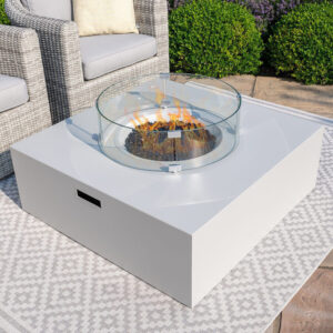 MZ Square Gas Fire Pit Coffee Table - White