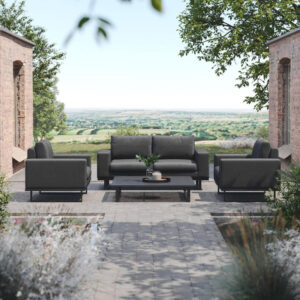 MZ Ethos 4 Seater Outdoor Fabric Sofa Set - Charcoal Black
