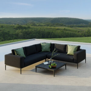 MZ Eve 5 Seater Outdoor Fabric Sofa Group - Charcoal Black