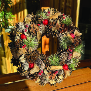 Osbourne Gold Frosted Red Berry Christmas Wreath - 34cm