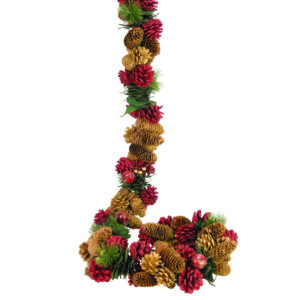 Osbourne Red Apple Green Leaf Christmas Garland - 160cm