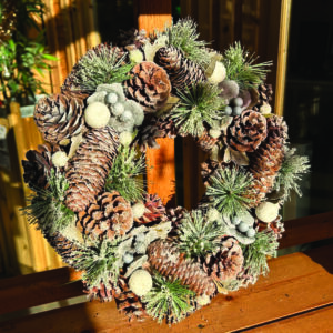 Osbourne White Berry Frosted Pinecone Christmas Wreath - 34cm