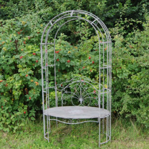 Osbourne Stanley Metal Garden Arbour - Antique Grey
