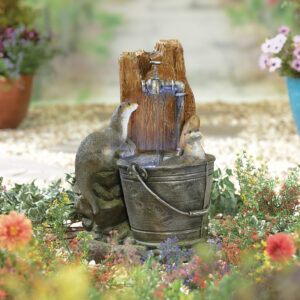 La Hacienda Playful Otters Water Feature Inc LEDS