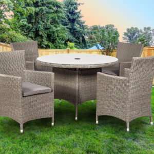 RC Paris 4 Seater Rattan Carver Round Dining Set