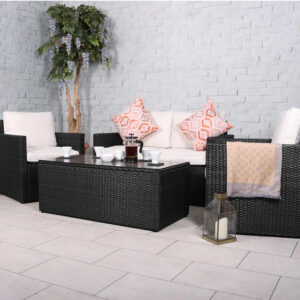RC Berlin 4 Seater Rattan Lounge Set - Black
