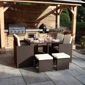 RC Cannes 8 Seater Rattan Cube Set - Brown