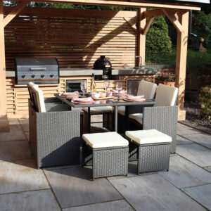 RC Cannes 8 Seater Rattan Cube Set - Grey