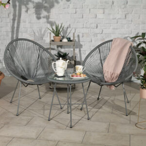 RC Monaco Egg Chair Bistro Set - Grey