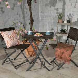 RC Nevada 2 Seater Rattan Folding Bistro Set - Brown