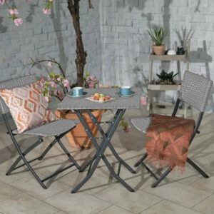 RC Nevada 2 Seater Rattan Folding Bistro Set - Grey