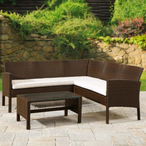 RC Nevada 4 Seater Rattan L Shaped Corner Lounging Sofa Set - Brown