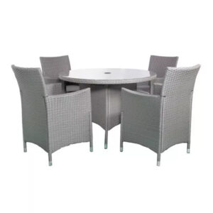 RC Nevada 4 Seater Rattan Round Dining Set - Grey