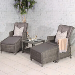 RC Paris 2 Seater Rattan Recliner Bistro Set