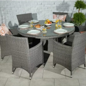 RC Paris 6 Seater Rattan Carver Round Dining Set