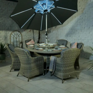 RC Wentworth 6 Seater Highback Comfort Rattan Oval Dining Set