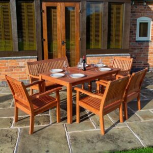 Willington 6 Seater Wooden Rectangular Table Dining Set
