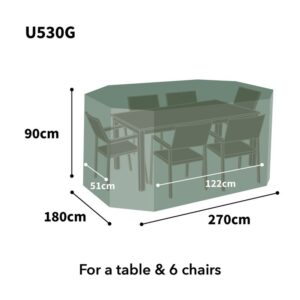 Ultimate Protector Rectangular Patio Set Cover - 6 Seat - Green