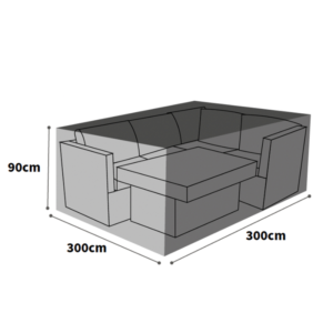 Ultimate Protector Square Corner Sofa Dining Set Cover - 300cm - Charcoal