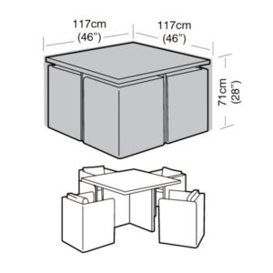 Premium Super Tough 4 Seater Small Cube Set Cover - Black