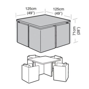 Super Tough 4 Seater Medium Cube Set Cover - Black