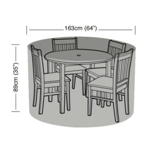 Super Tough 4 Seater Round Furniture Set Cover - Black