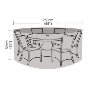 Super Tough 6-8 Seater Round Furniture Set Cover - Black