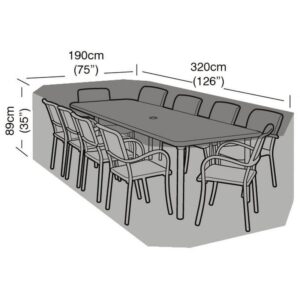 Super Tough 8-10 Seater Rectangular Furniture Set Cover - Black