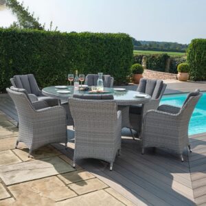 MZ Ascot 6 Seat Oval Dining Set with Lazy Susan