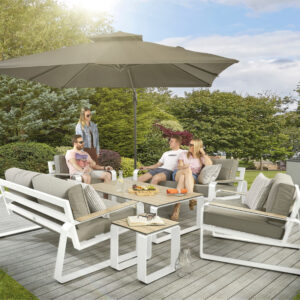 Hex Living Sandon 6 Seater Aluminium Coffee Sofa Set - White