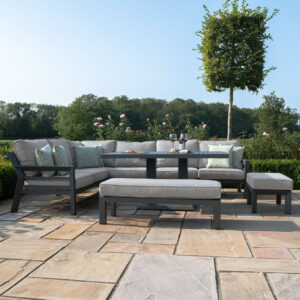 MZ New York 8 Seater Aluminium Corner Sofa Set with Rising Table