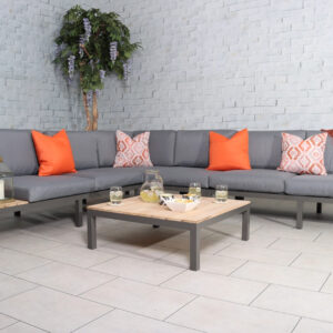 RC Aspen 6 Seater Aluminium And Wood Modular Corner Lounging Sofa Set