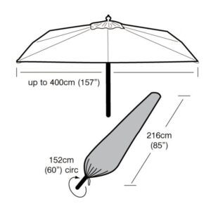 Premium Super Tough Extra Large Parasol Cover - Black