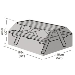 Premium Super Tough 8 Seater Picnic Table Cover - Black