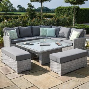 MZ Ascot Deluxe Corner Dining Set with Rising Table & Ice Bucket